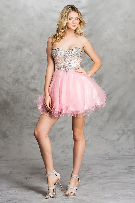 Aspeed Design -S1410 Strapless Beaded Bodice  Short Dress