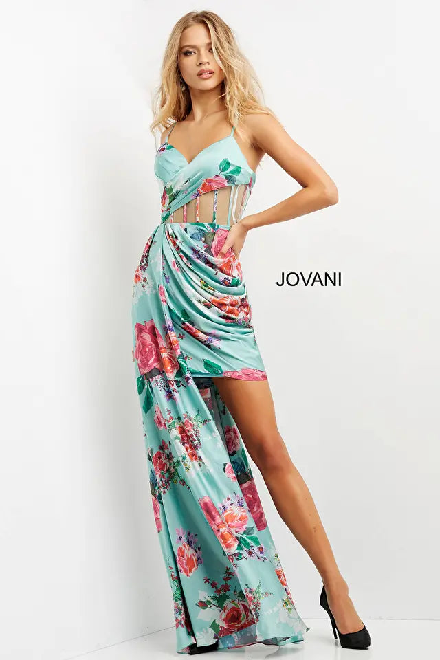 Jovani -08523 Spaghetti Strap Contemporary Short Dress