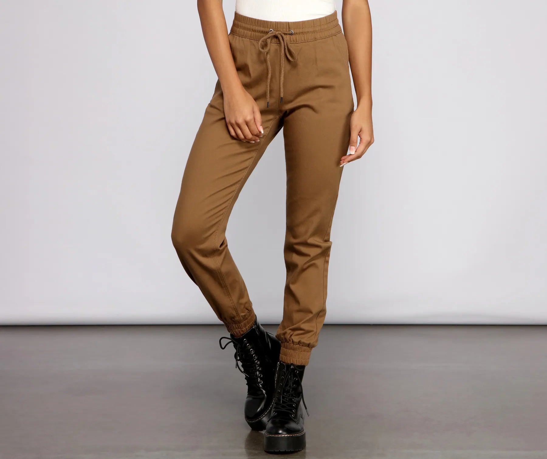 Basic High Waist Twill Joggers