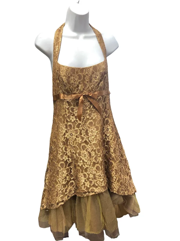 Betsy and Adam Jr Lace Dress Gold 10/11