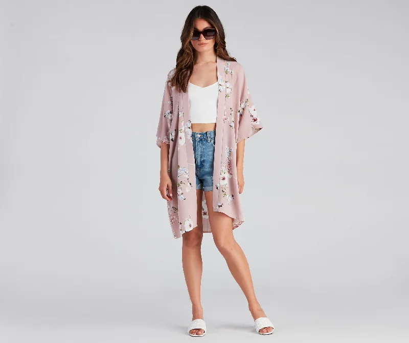 Blissful Blooms Crepe Floral Kimono