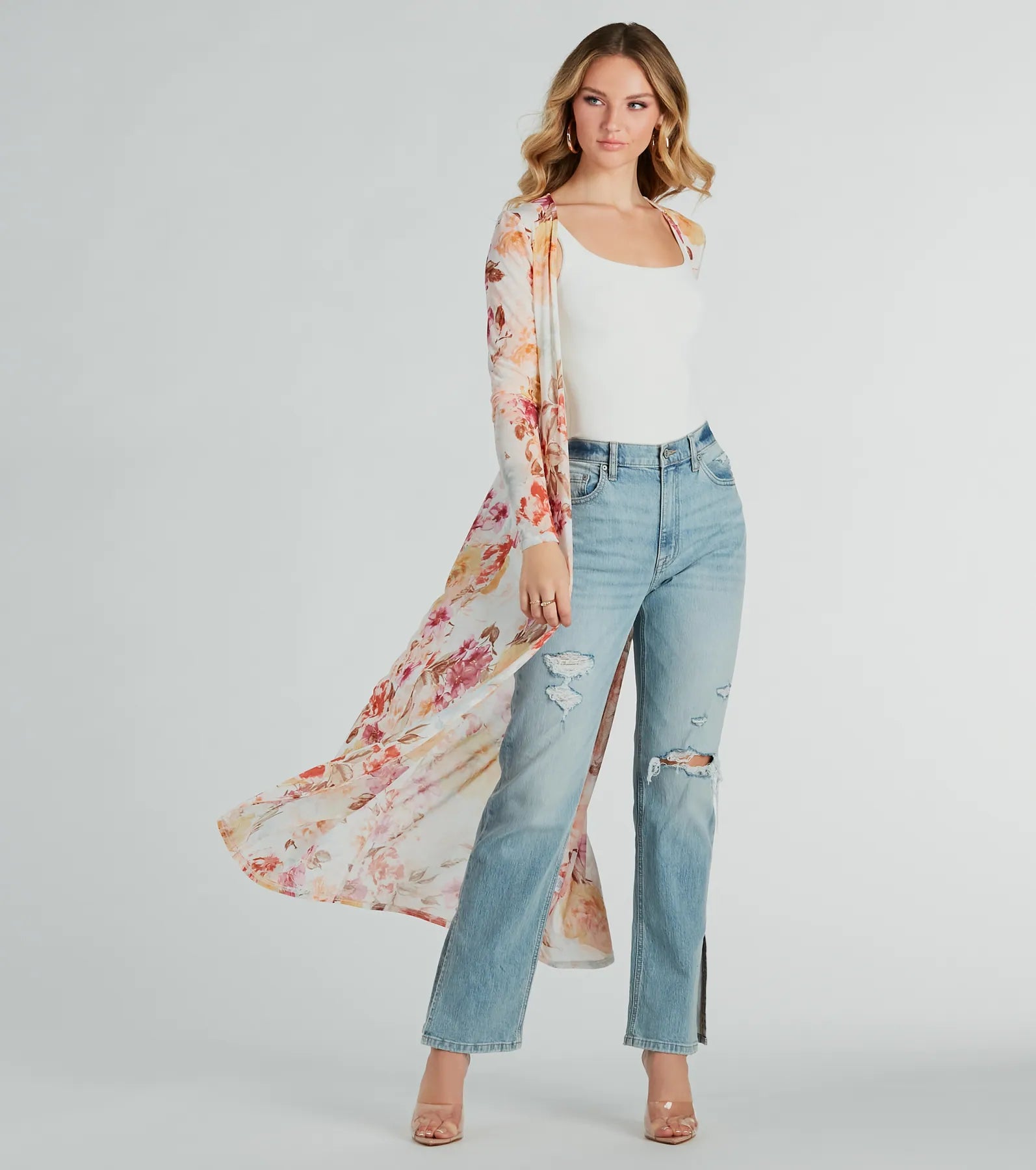 Brighten My Day Floral Mesh Duster