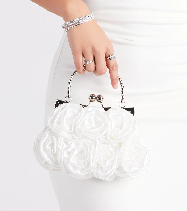 Chic Romance Satin Rose Handbag