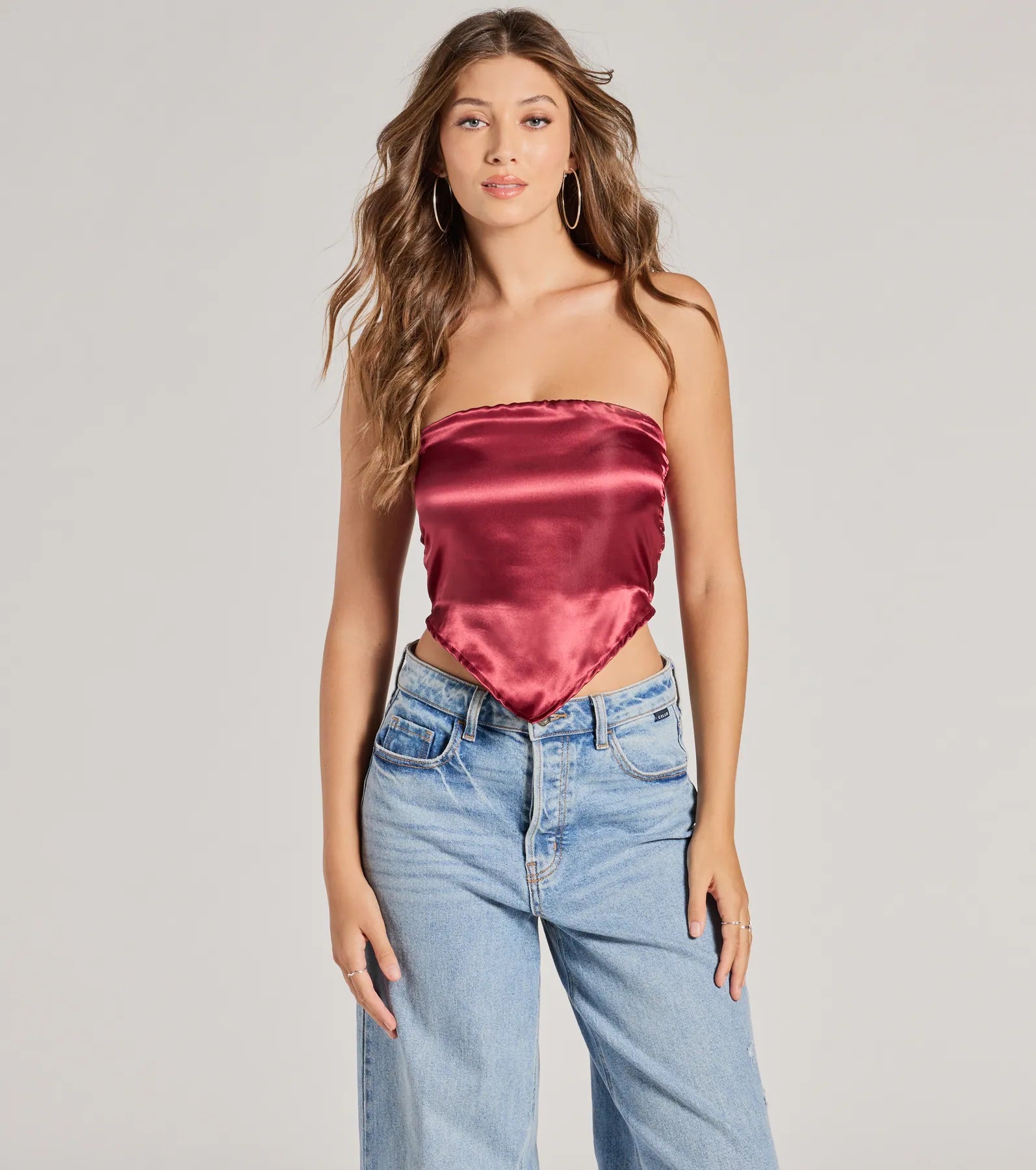 Chic Style Satin Cropped Tube Top