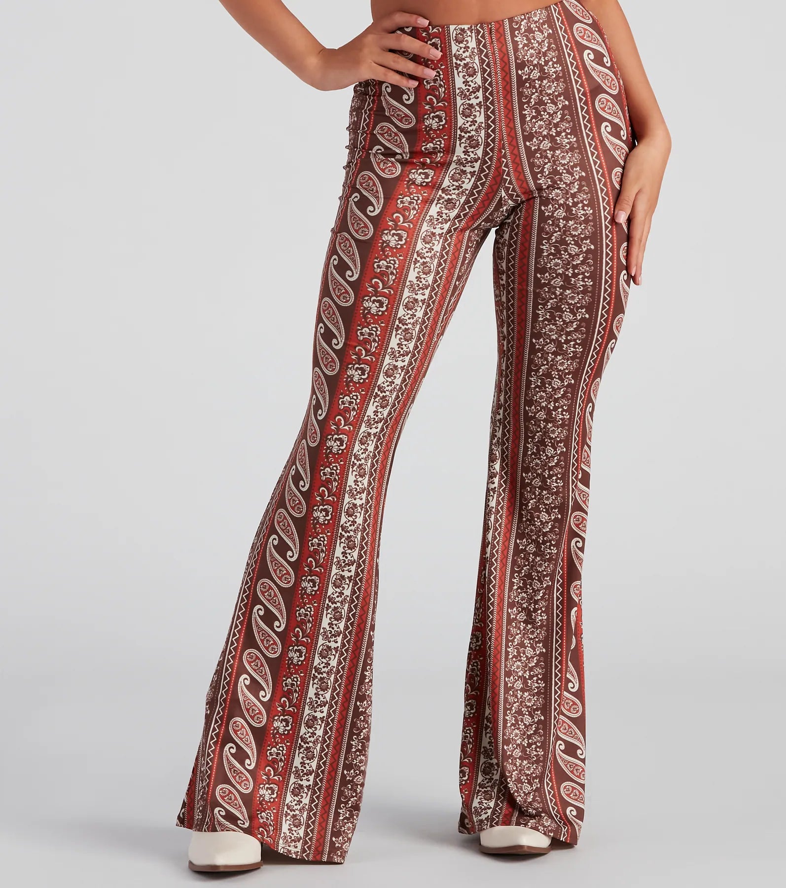 Cool Vibes Border Print Flare Pants