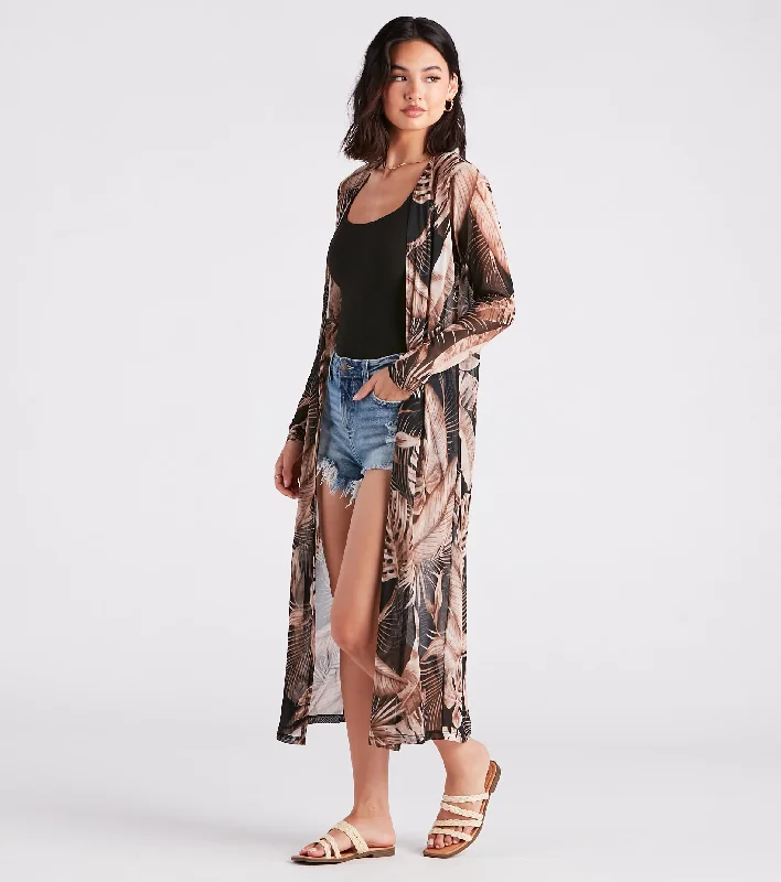 Feel The Breeze Palm Print Mesh Duster