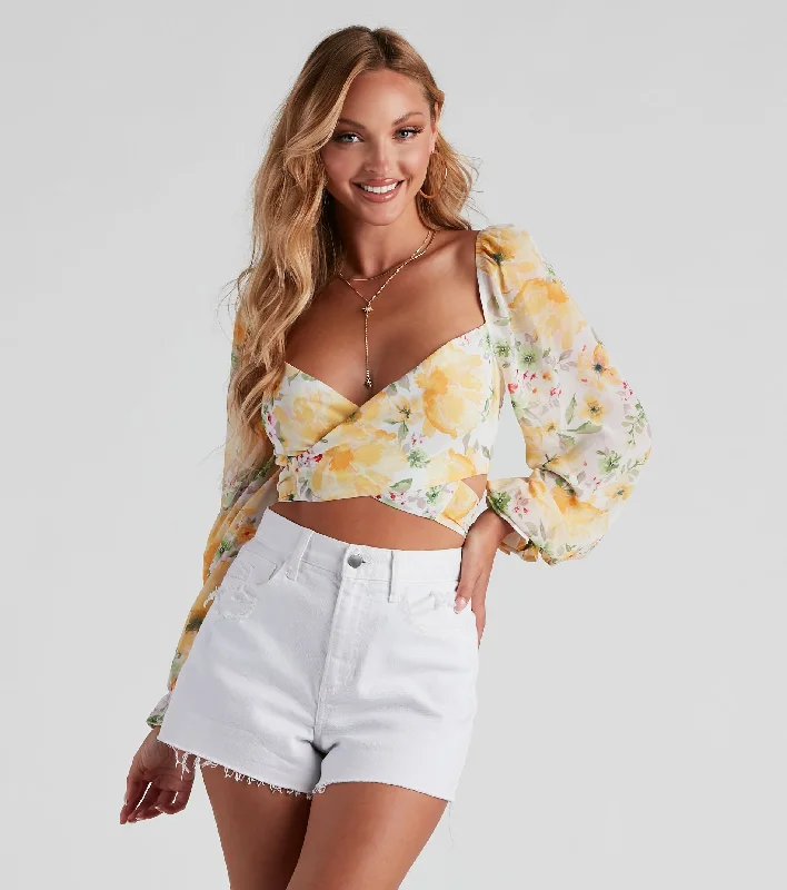 Floral Bloom Chiffon Crop Top