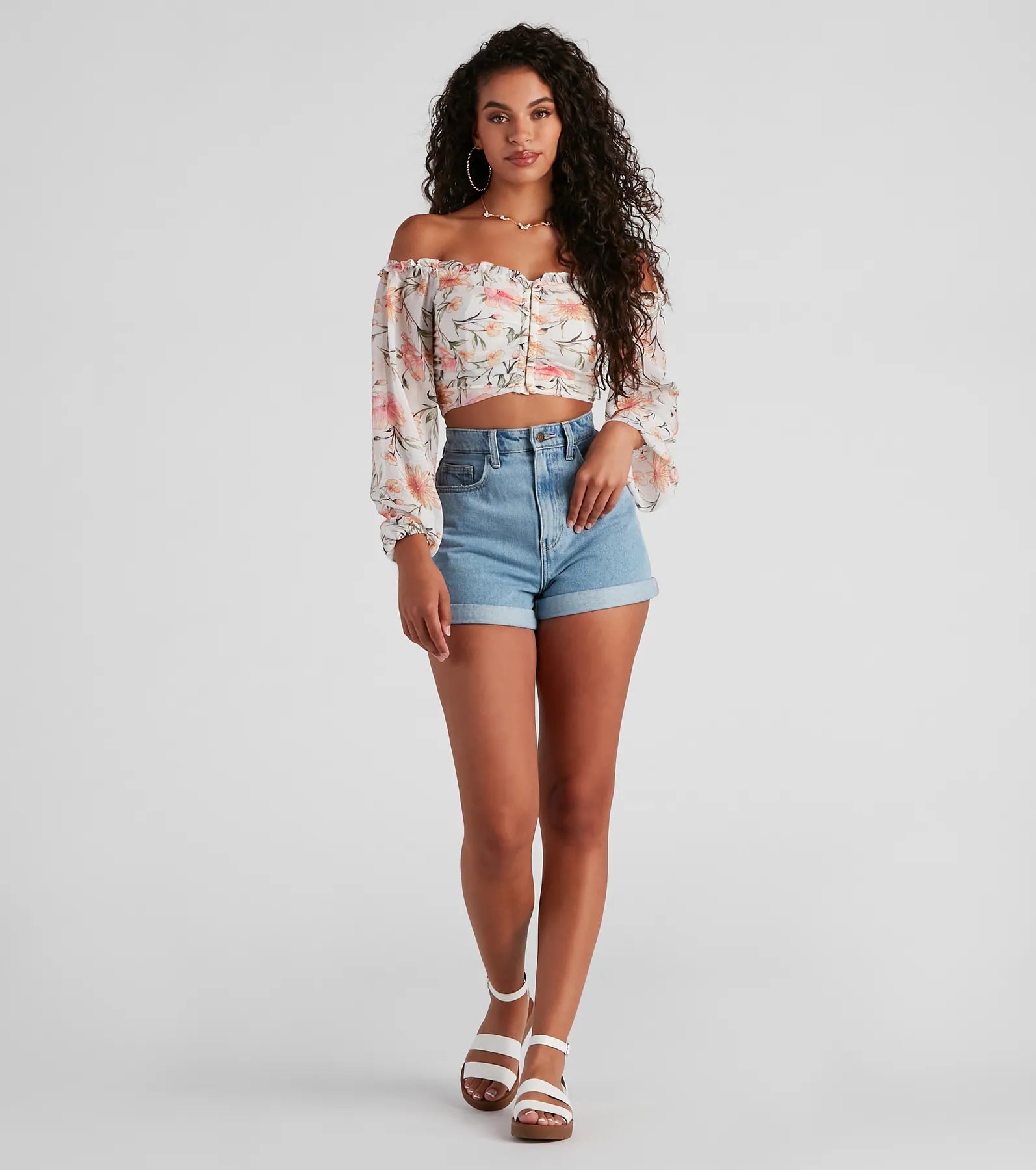 Floral Story Chiffon Corset Top