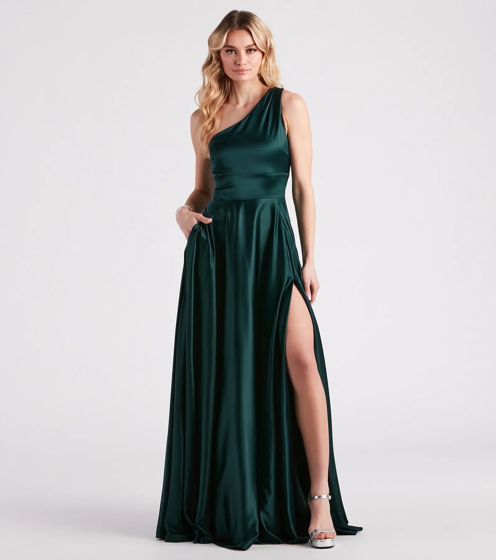 Katherine One-Shoulder Satin Formal Dress