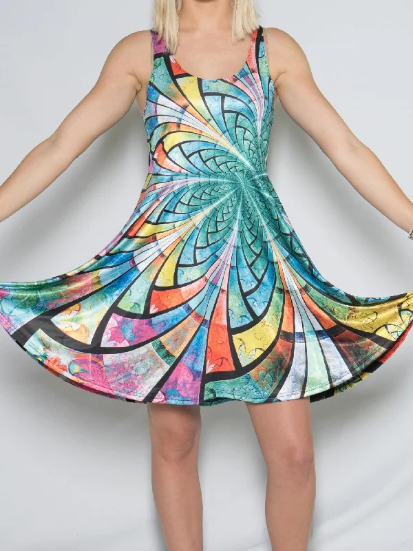 Optical Stained Glass Flowy Racerback Dress