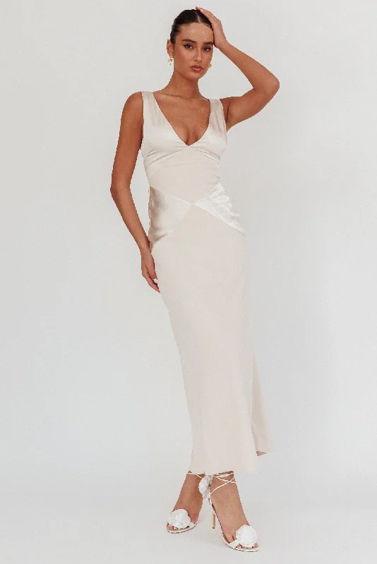 Soul Fire V-Neck Maxi Dress Champagne