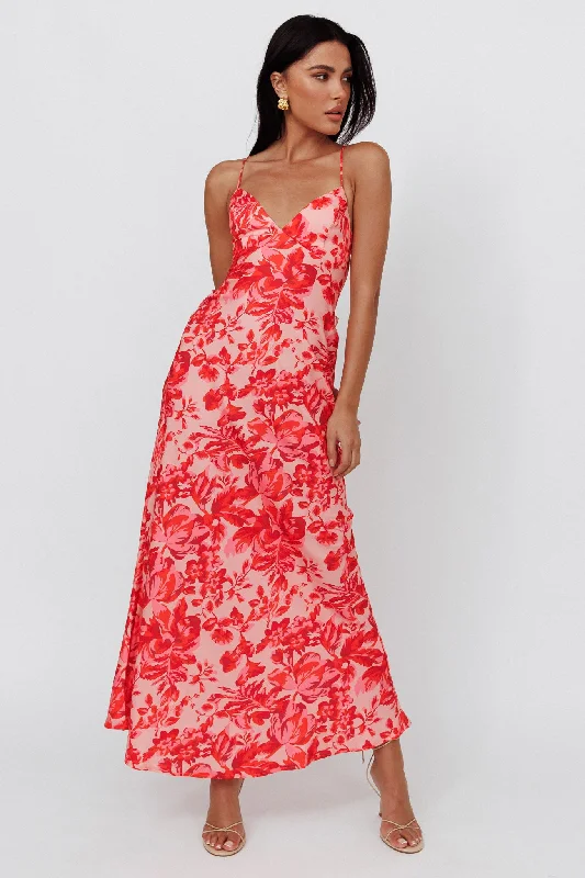 True Divine Strappy Back Maxi Dress Floral Fire