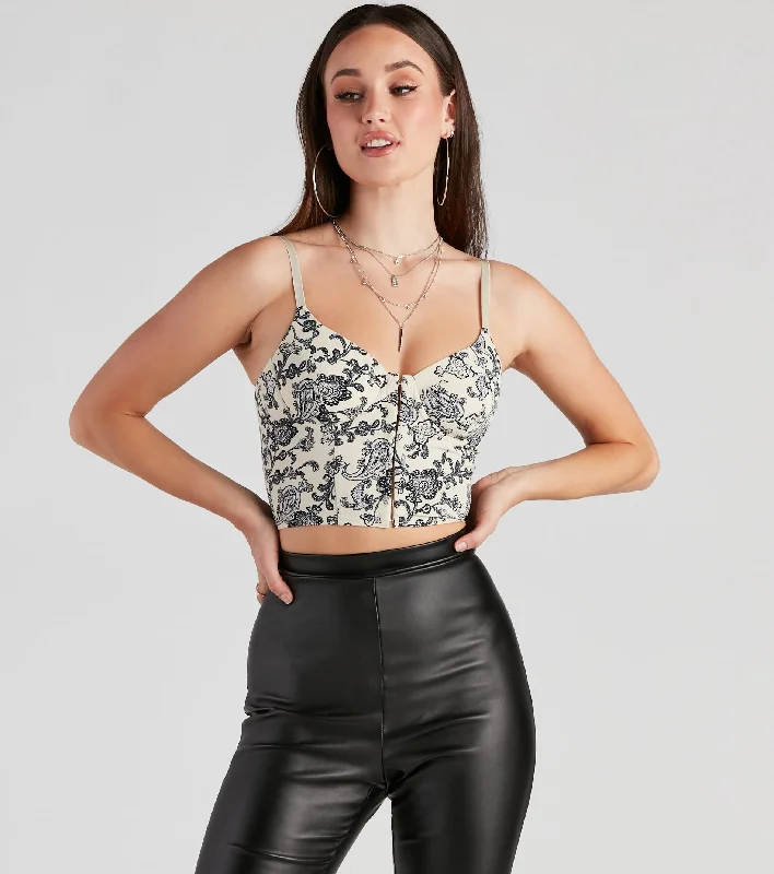 Vibe In Paisley Corset Crop Top