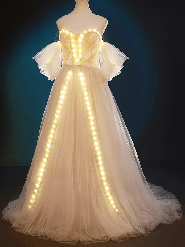 Glow In Dark Wedding Dress Off Shoulder A-Line Tulle