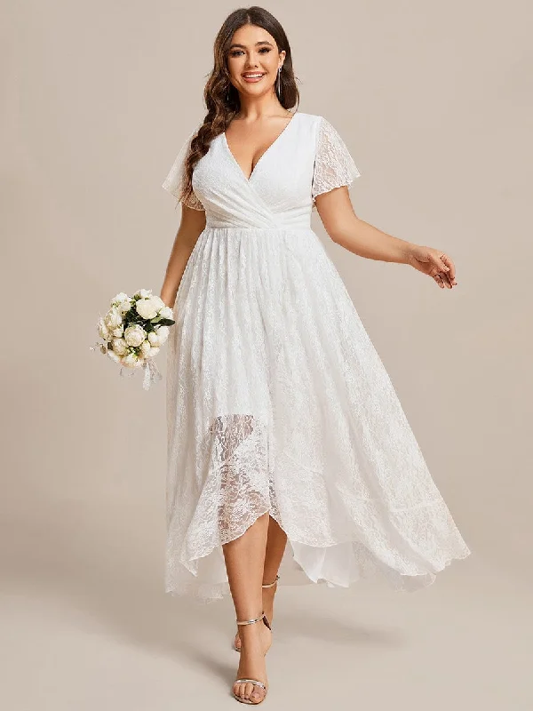 Patty lace high low wedding dress in ivory Express NZ wide