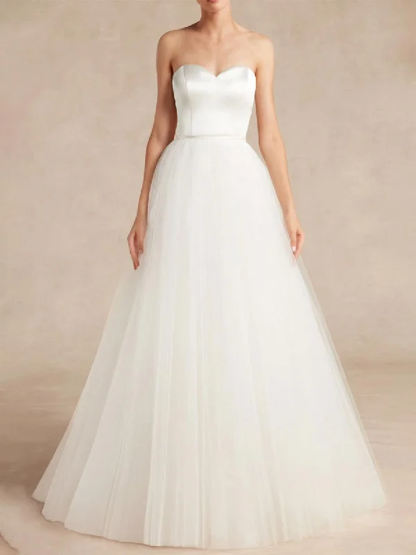 Organza And Tulle Wedding Dress A-line Strapless Sweetheart