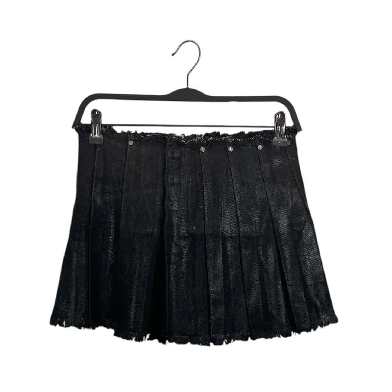 DION LEE/Skirt/6/Denim/BLK/Mini Length/LAMINATED PLEATED DENIM SKIRT