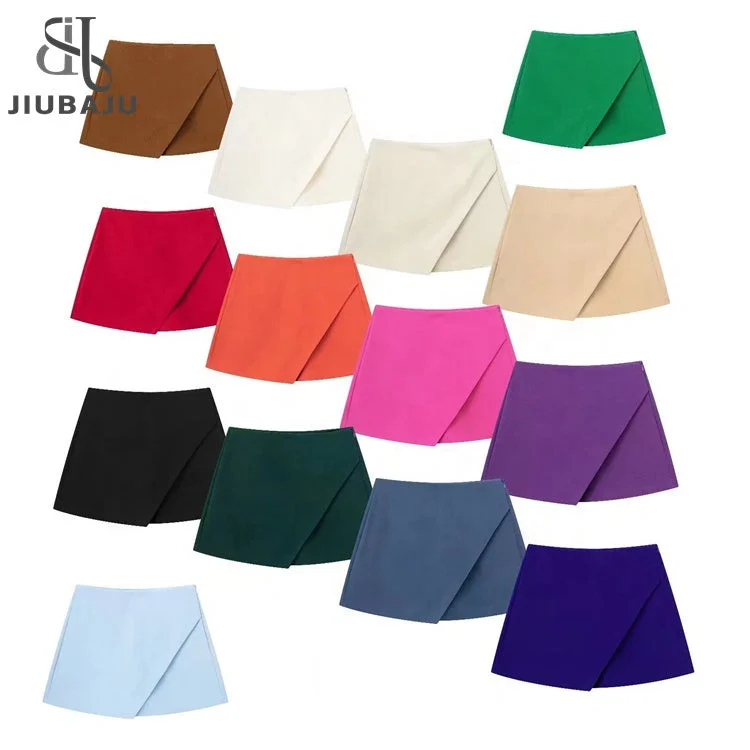 xs size Solid Color Women Shorts Skirt 2023 Fashion Asymmetrical Slim Short Skirts Korean Style Casual Skirt