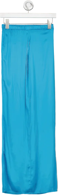 Camila Coelho Blue Satin Midi Skirt With Cut Out Waistband UK XS