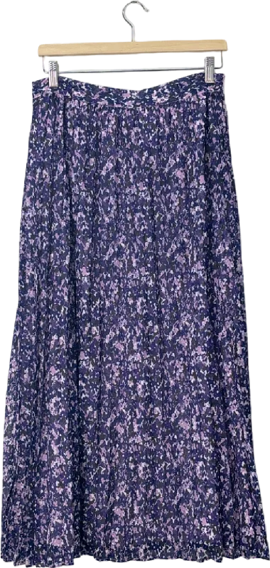 Fig & Basil Purple Floral Midi Skirt UK 12