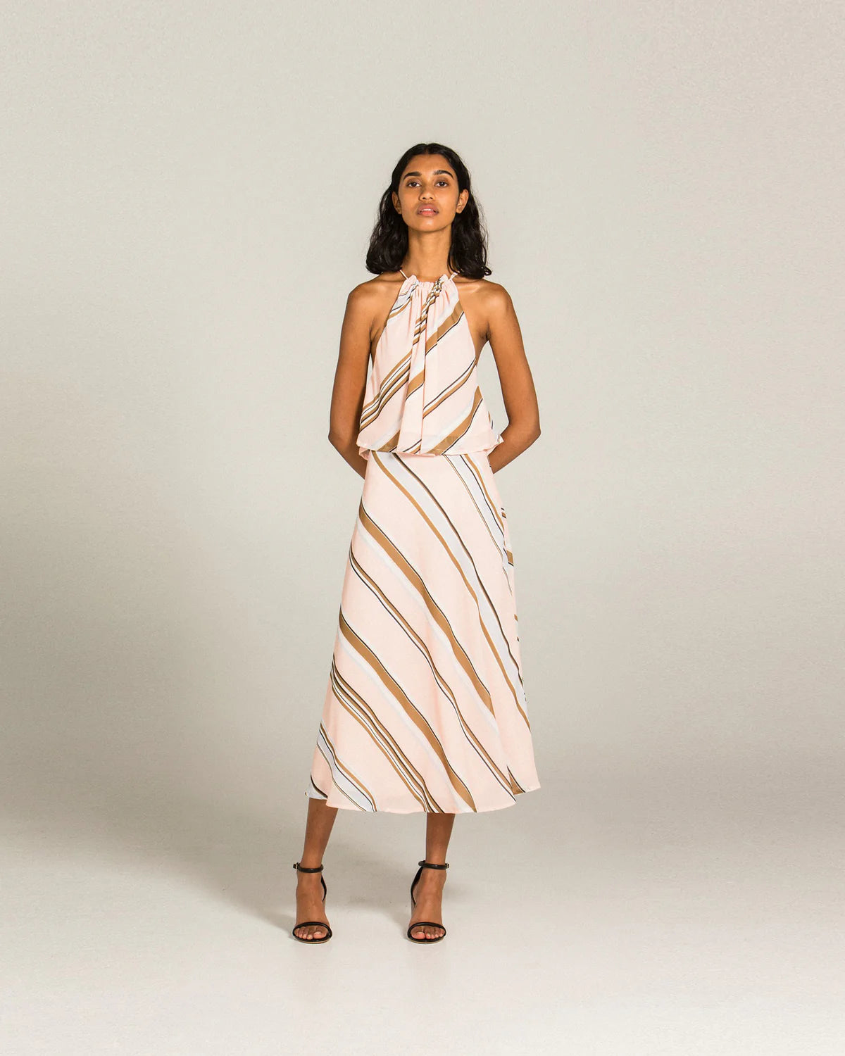 RUBY (NZ) Luna olive stripe blush midi skirt! 8